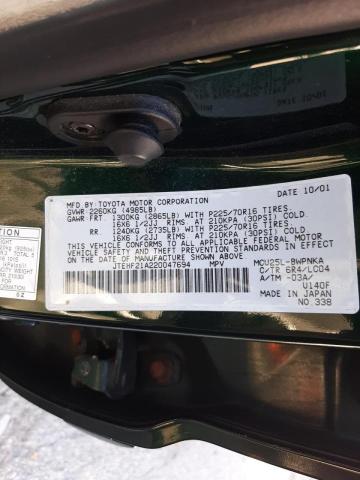 Photo 10 from auction – 2002 TOYOTA HIGHLANDER with VIN JTEHF21A220047694