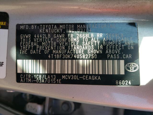 Photo 10 from auction – 2004 TOYOTA CAMRY LE with VIN 4T1BF30K74U582750