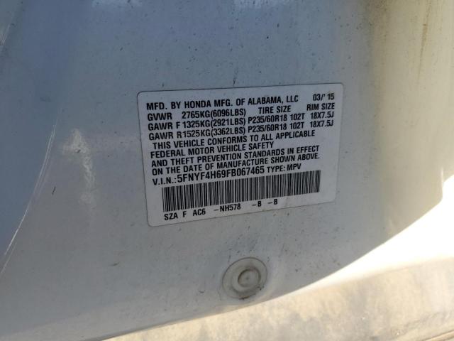 Zdjęcie 10 z aukcji – 2015 HONDA PILOT EXL z VIN 5FNYF4H69FB067465