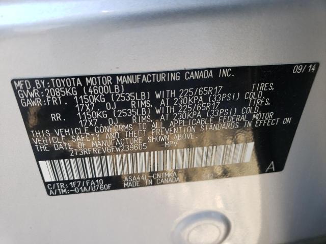 Photo 10 from auction – 2015 TOYOTA RAV4 XLE with VIN 2T3RFREV6FW239605