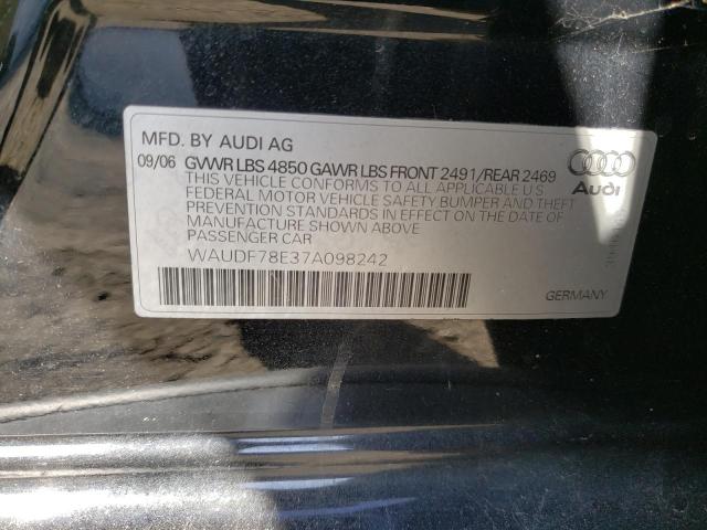 Photo 10 from auction – 2007 AUDI A4 2.0T QU with VIN WAUDF78E37A098242