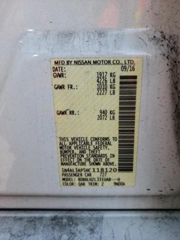 Photo 10 from auction – 2017 NISSAN ALTIMA 2.5 with VIN 1N4AL3AP5HC118120