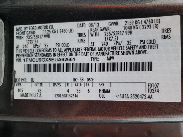 Photo 10 from auction – 2014 FORD ESCAPE SE with VIN 1FMCU9GX5EUA62661