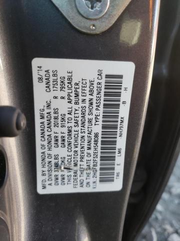 Photo 10 from auction – 2014 HONDA CIVIC LX with VIN 2HGFB2F52EH548086