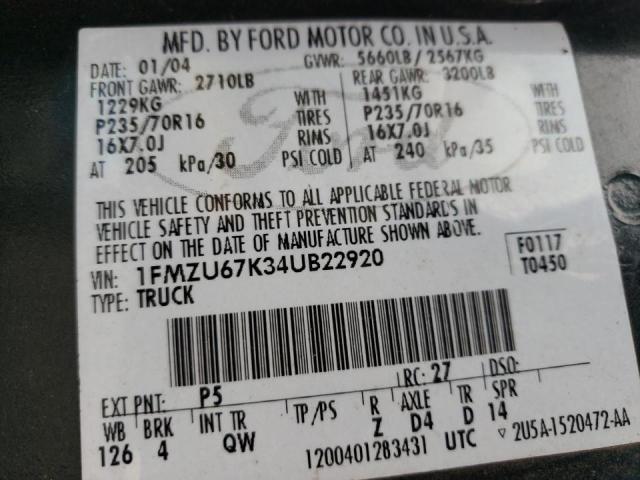 Photo 10 from auction – 2004 FORD EXPLORER S with VIN 1FMZU67K34UB22920