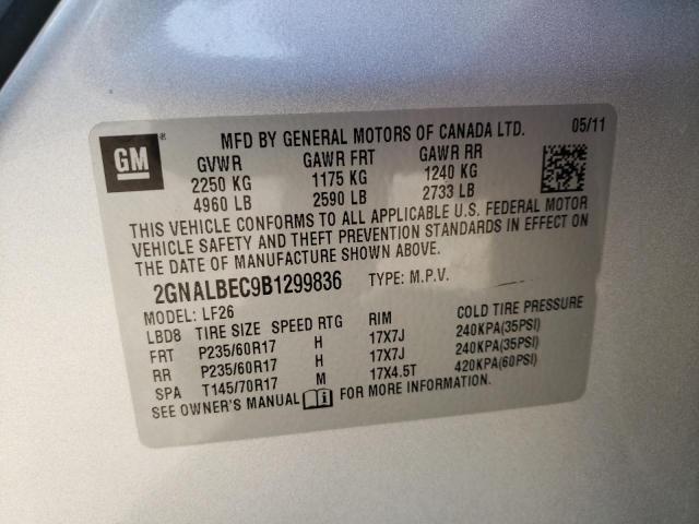 Photo 10 from auction – 2011 CHEVROLET EQUINOX LS with VIN 2GNALBEC9B1299836