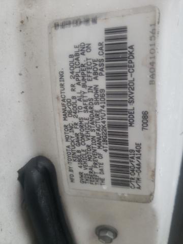 Photo 10 from auction – 2000 TOYOTA CAMRY CE with VIN 4T1BG22K4YU741069