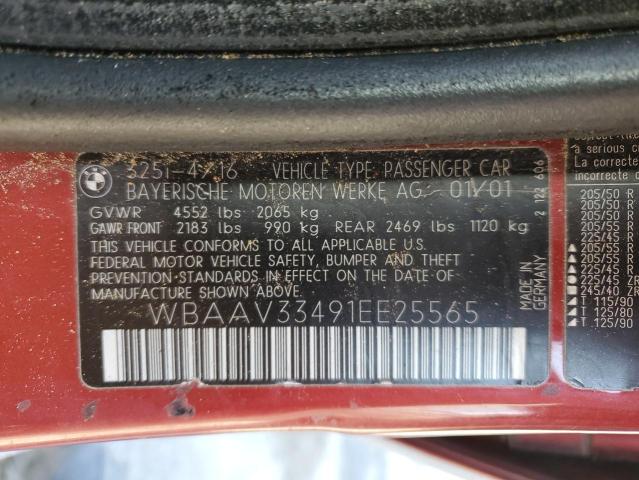 Photo 10 from auction – 2001 BMW 325 I with VIN WBAAV33491EE25565