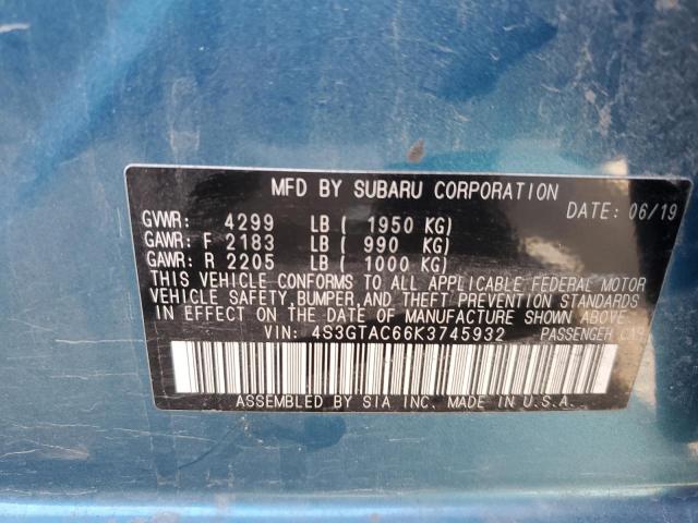 Photo 10 from auction – 2019 SUBARU IMPREZA PR with VIN 4S3GTAC66K3745932