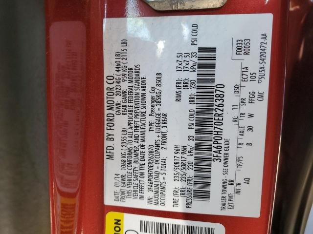 Photo 10 from auction – 2014 FORD FUSION SE with VIN 3FA6P0H70ER263870