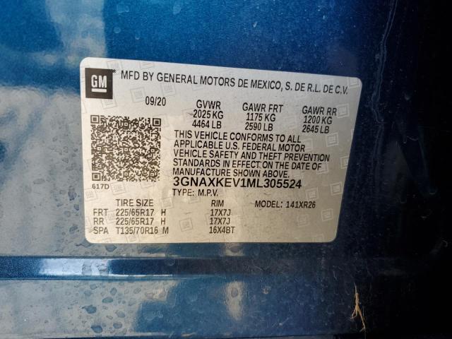 Photo 10 from auction – 2021 CHEVROLET EQUINOX LT with VIN 3GNAXKEV1ML305524
