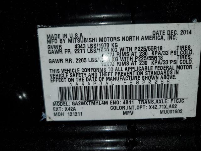 Photo 10 from auction – 2015 MITSUBISHI OUTLANDER with VIN 4A4AP3AU1FE020068