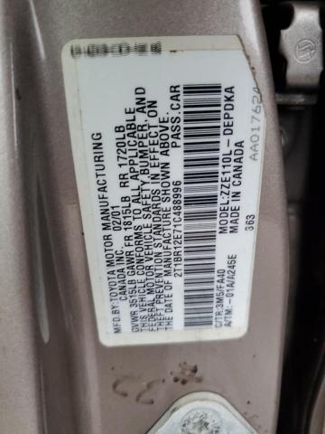 Photo 10 from auction – 2001 TOYOTA COROLLA CE with VIN 2T1BR12E71C488996