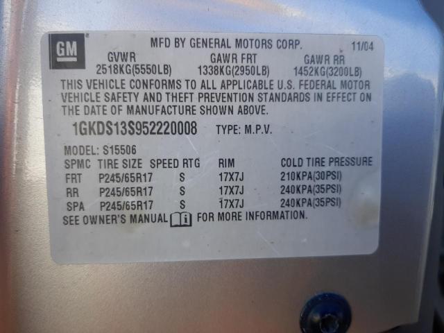 Photo 10 from auction – 2005 GMC ENVOY with VIN 1GKDS13S952220008