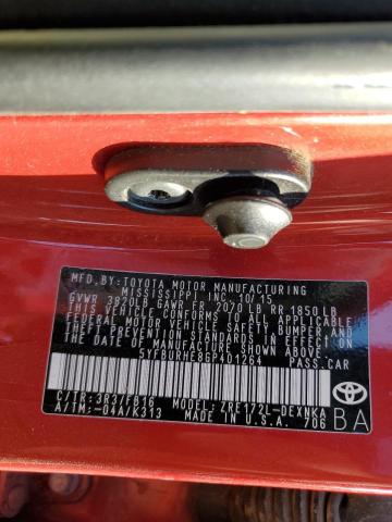 Photo 10 from auction – 2016 TOYOTA COROLLA L with VIN 5YFBURHE8GP401264