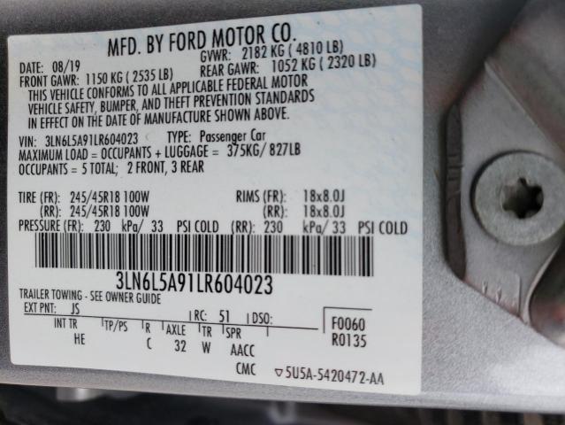 Photo 10 from auction – 2020 LINCOLN MKZ with VIN 3LN6L5A91LR604023