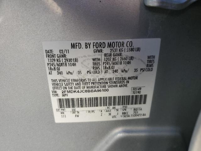 Photo 10 from auction – 2011 FORD EDGE SEL with VIN 2FMDK4JC8BBA96100