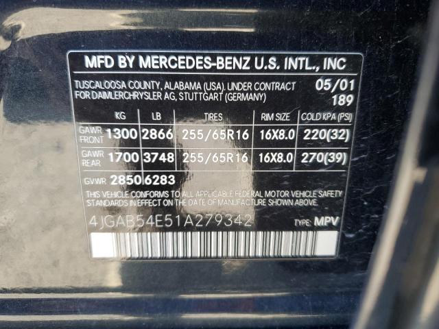 Photo 10 from auction – 2001 MERCEDES-BENZ ML 320 with VIN 4JGAB54E51A279342
