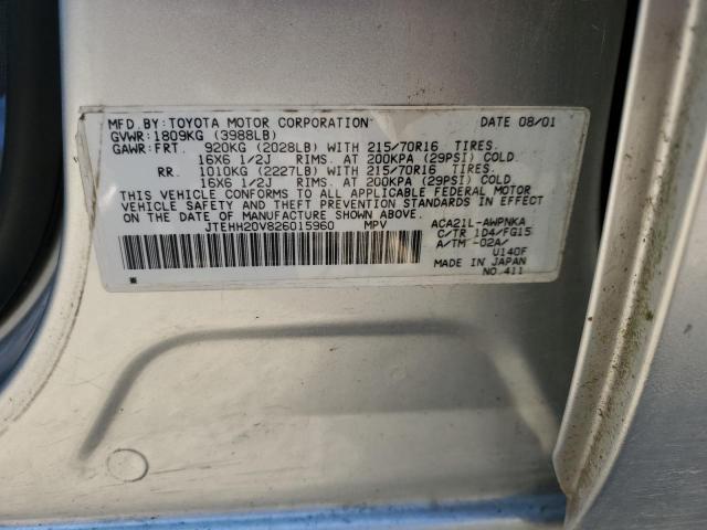 Photo 10 from auction – 2002 TOYOTA RAV4 with VIN JTEHH20V826015960