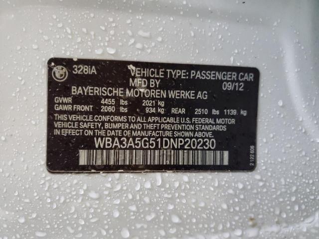 Photo 10 from auction – 2013 BMW 328 I with VIN WBA3A5G51DNP20230