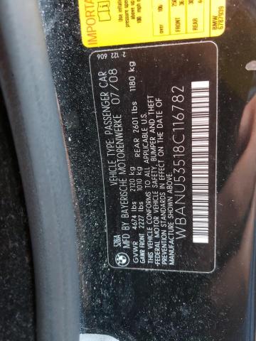 Photo 10 from auction – 2008 BMW 528 I with VIN WBANU53518C116782