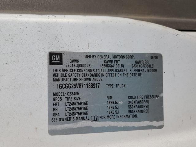 Photo 10 from auction – 2007 CHEVROLET EXPRESS G2 with VIN 1GCGG25V871138917