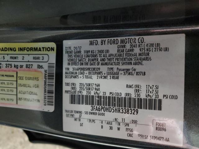 Photo 10 from auction – 2017 FORD FUSION SE with VIN 3FA6P0HD5HR338329