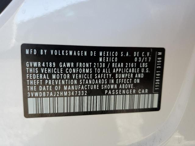 Photo 10 from auction – 2017 VOLKSWAGEN JETTA SE with VIN 3VWDB7AJ2HM347332