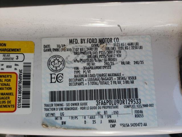 Photo 10 from auction – 2013 FORD FUSION SE with VIN 3FA6P0LU9DR129533