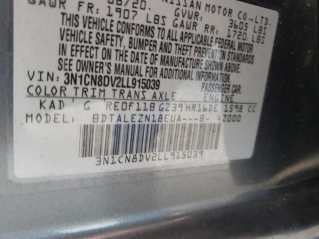 Photo 10 from auction – 2020 NISSAN VERSA S with VIN 3N1CN8DV2LL915039