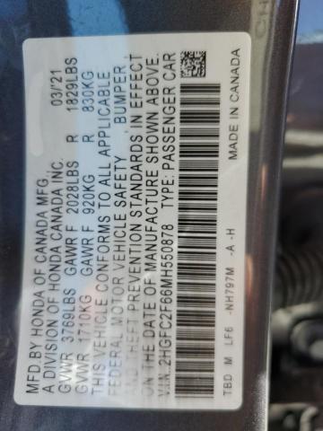 Photo 10 from auction – 2021 HONDA CIVIC LX with VIN 2HGFC2F66MH550878