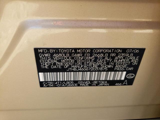 Photo 10 from auction – 2007 LEXUS ES 350 with VIN JTHBJ46G672037875