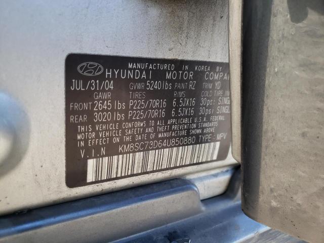 Photo 10 from auction – 2004 HYUNDAI SANTA FE G with VIN KM8SC73D64U850880