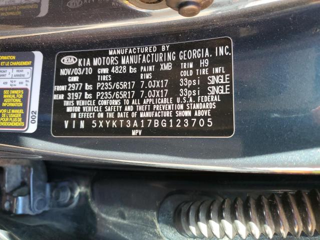 Photo 10 from auction – 2011 KIA SORENTO BA with VIN 5XYKT3A17BG123705
