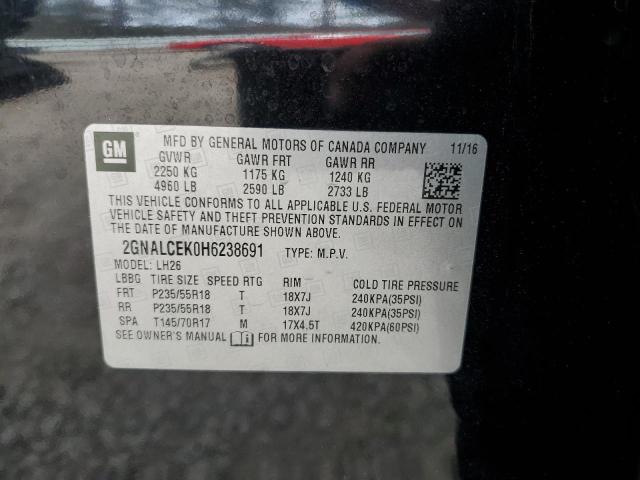 Photo 10 from auction – 2017 CHEVROLET EQUINOX LT with VIN 2GNALCEK0H6238691