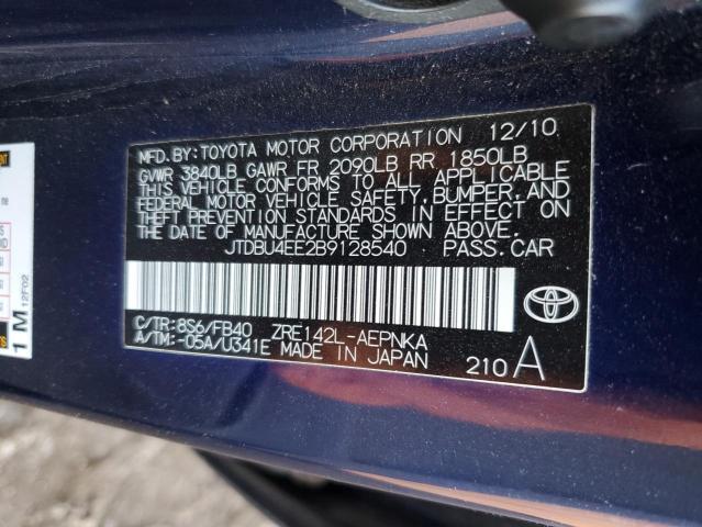 Photo 10 from auction – 2011 TOYOTA COROLLA BA with VIN JTDBU4EE2B9128540