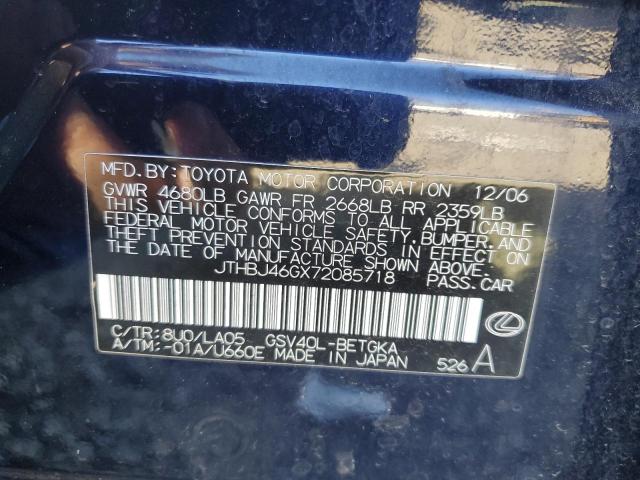 Photo 10 from auction – 2007 LEXUS ES 350 with VIN JTHBJ46GX72085718