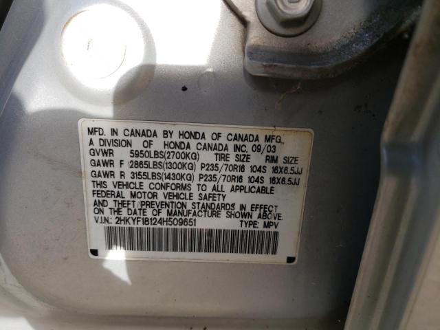 Photo 10 from auction – 2004 HONDA PILOT LX with VIN 2HKYF18124H509651