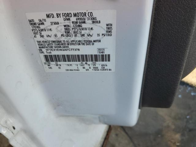 Photo 10 from auction – 2010 FORD F150 SUPER with VIN 1FTEX1EW2AFC77378