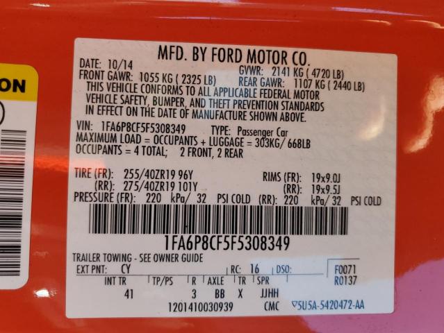 Photo 10 from auction – 2015 FORD MUSTANG GT with VIN 1FA6P8CF5F5308349