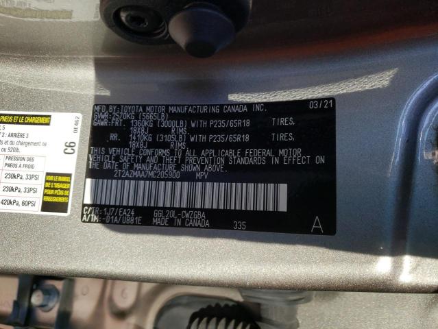 Foto 10 de la subasta – 2021 LEXUS RX 350 BAS con VIN 2T2AZMAA7MC205900