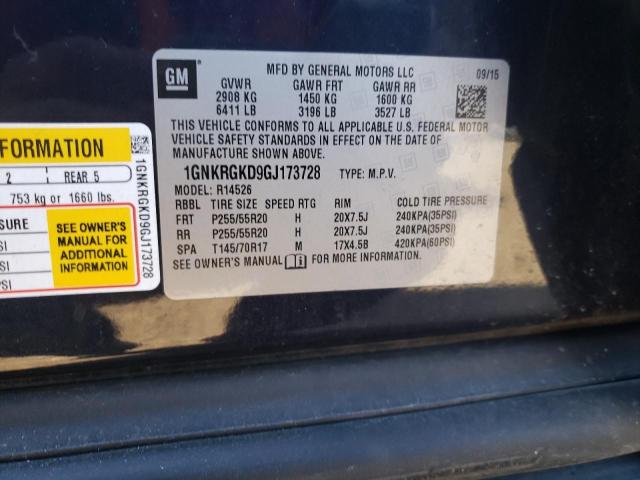 Photo 10 from auction – 2016 CHEVROLET TRAVERSE L with VIN 1GNKRGKD9GJ173728