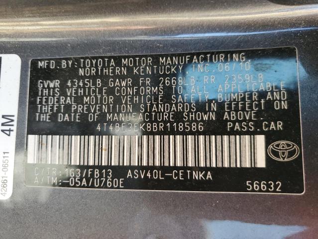 صورة رقم 10 من المزاد - 2011 TOYOTA CAMRY BASE مع VIN 4T4BF3EK8BR118586