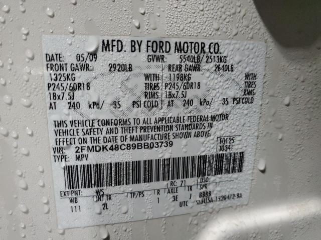 Photo 10 from auction – 2009 FORD EDGE SEL with VIN 2FMDK48C89BB03739