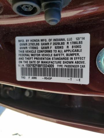 Photo 10 from auction – 2015 HONDA CIVIC EX with VIN 19XFB2F88FE024009