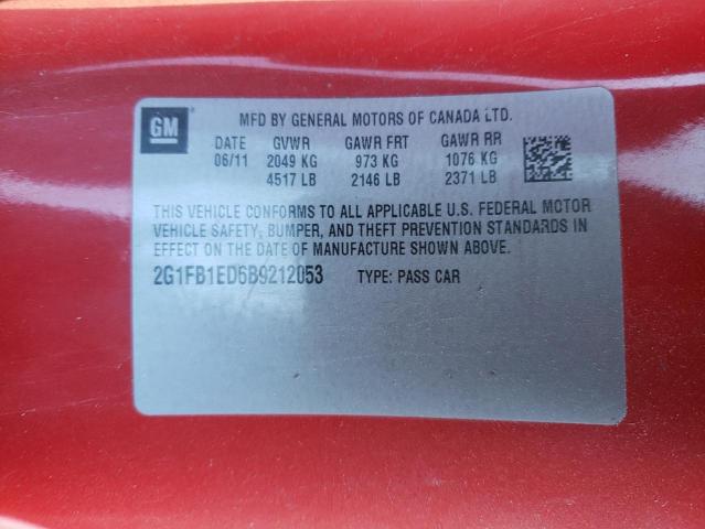 Photo 10 from auction – 2011 CHEVROLET CAMARO LT with VIN 2G1FB1ED6B9212053
