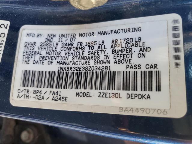 Photo 10 from auction – 2008 TOYOTA COROLLA CE with VIN 1NXBR32E38Z034281