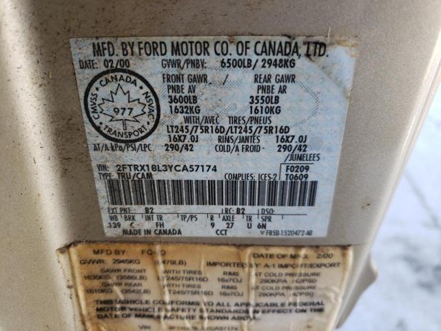 Photo 10 from auction – 2000 FORD F150 with VIN 2FTRX18L3YCA57174