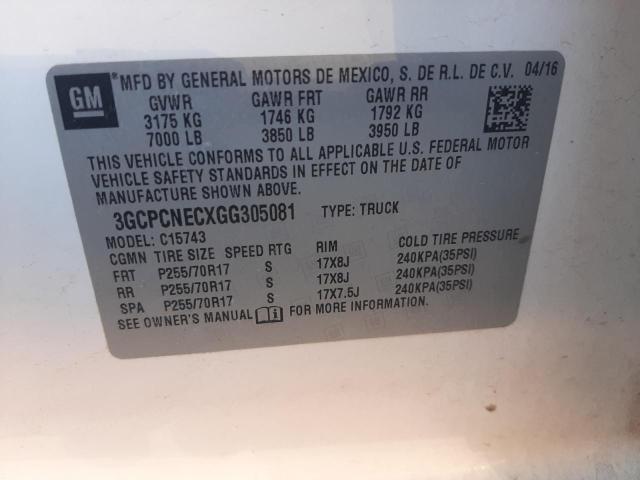 Photo 10 from auction – 2016 CHEVROLET SILVERADO with VIN 3GCPCNECXGG305081