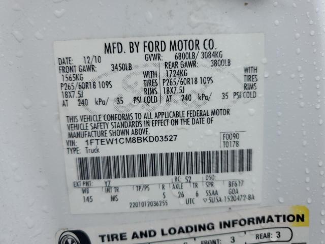 Photo 10 from auction – 2011 FORD F150 SUPER with VIN 1FTEW1CM8BKD03527